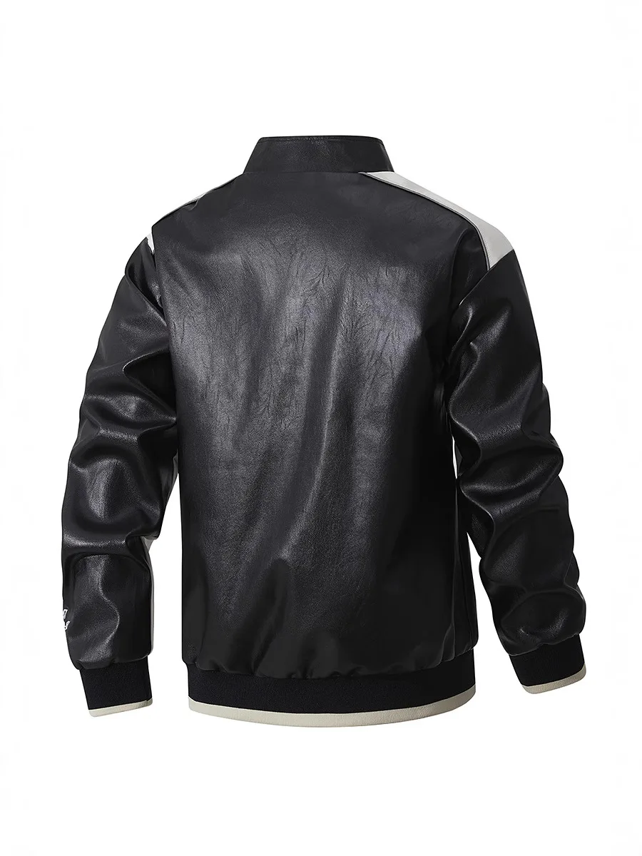 Men's Large-Sized Leather Jacket 2025 New Trendy Motorcycle Wear Spring Autumn Men's Coat Stylish Casual Outerwear