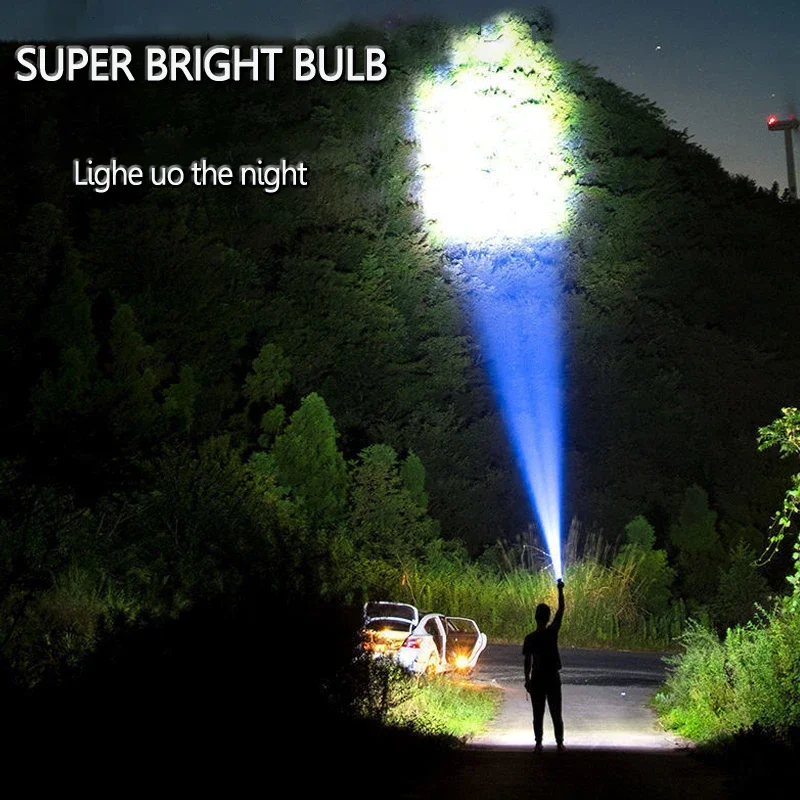 LED Strong Light Flashlight Portable Outdoor Mobile Power Multi-function COB Side Light Flashlight Super Large Capacity