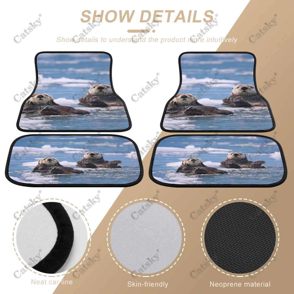 Sea Otter animal Car Floor Mats Interior Accessories Rubber Printing Pattern 4-Piece Set Custom Floor Mats