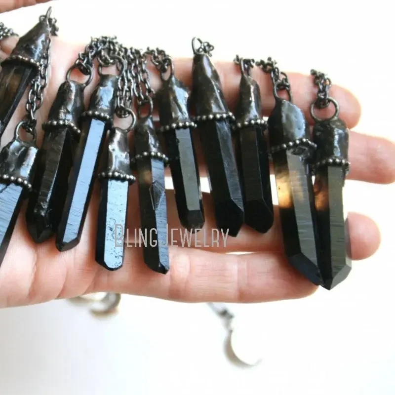 

10pcs Terminated Smoky Quartz Crystal Minimal Necklace Petite Point Goth Witch Wicca Talisman Pendulum Jewelry Arcane