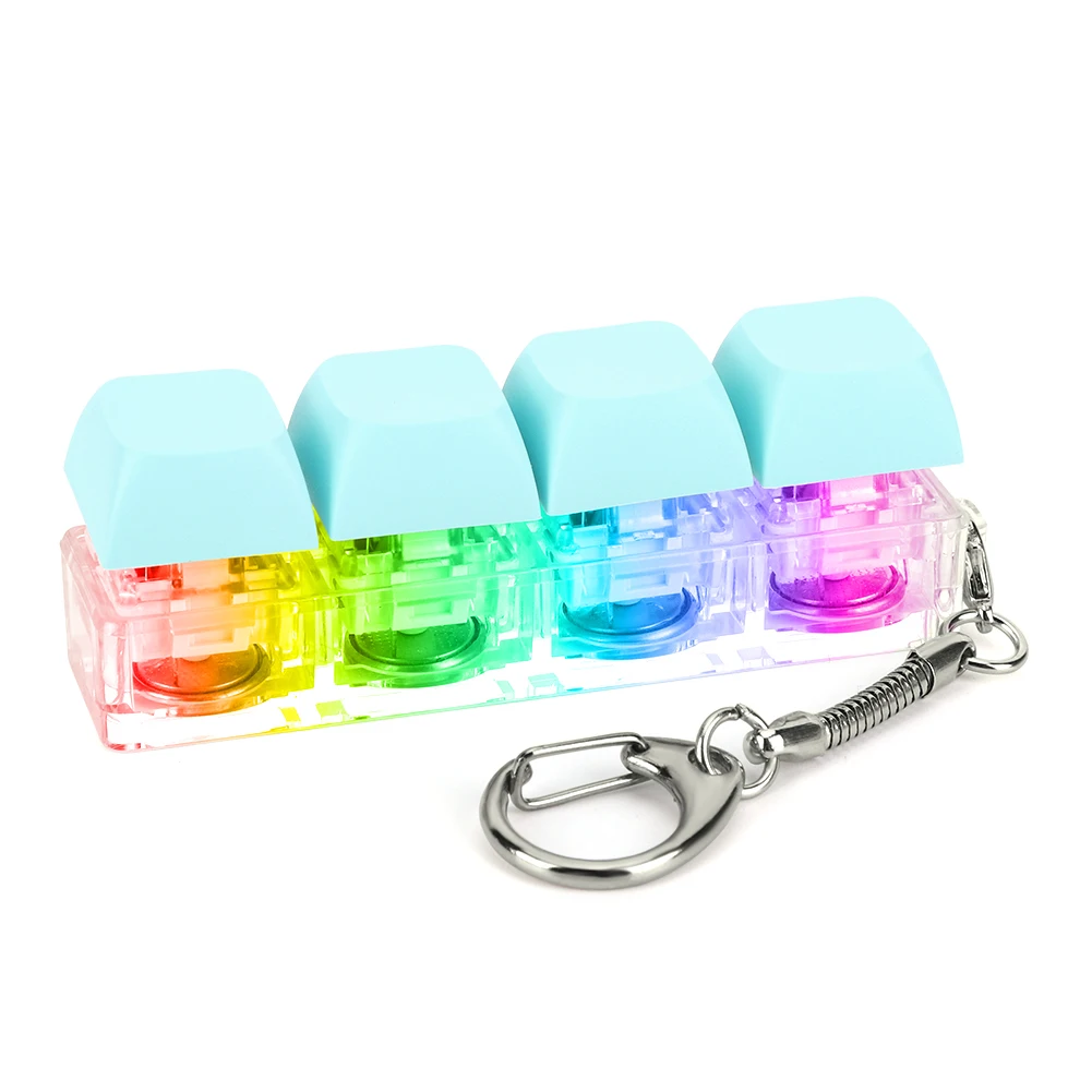 Teclado fidget chaveiro 4 teclas clicker de teclado com luz led teclado fidget diy teclado cubo para adultos e crianças