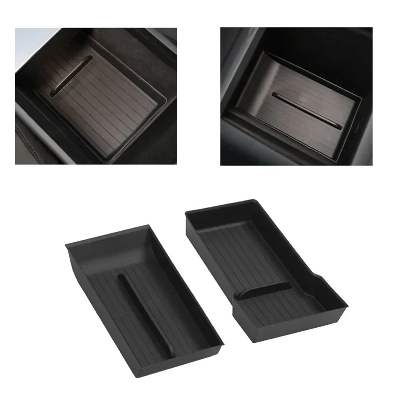 Car TPE Center Console Armrest box lower layer Storage Box Stowing Tidying Organizer Tray Pad For Tesla Model Y 2025
