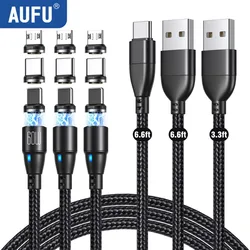 AUFU 3PACK 60W Fast Charger Magnetic Cable USB C To Type C Micro Magnetic Data Cord USB Cable For iPhone Macbook Samsung Xiaomi