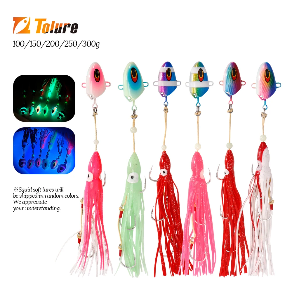 TOLU 100g150g200g250g300g Kabura Bullet Metal Jig Head Squid Assist Hooks Sinking Jigging Lure Bottomship Inchiku Tenya Jig