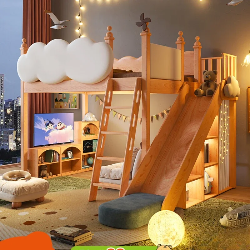 Clouds bunk beds, all-solid wood children's beds,