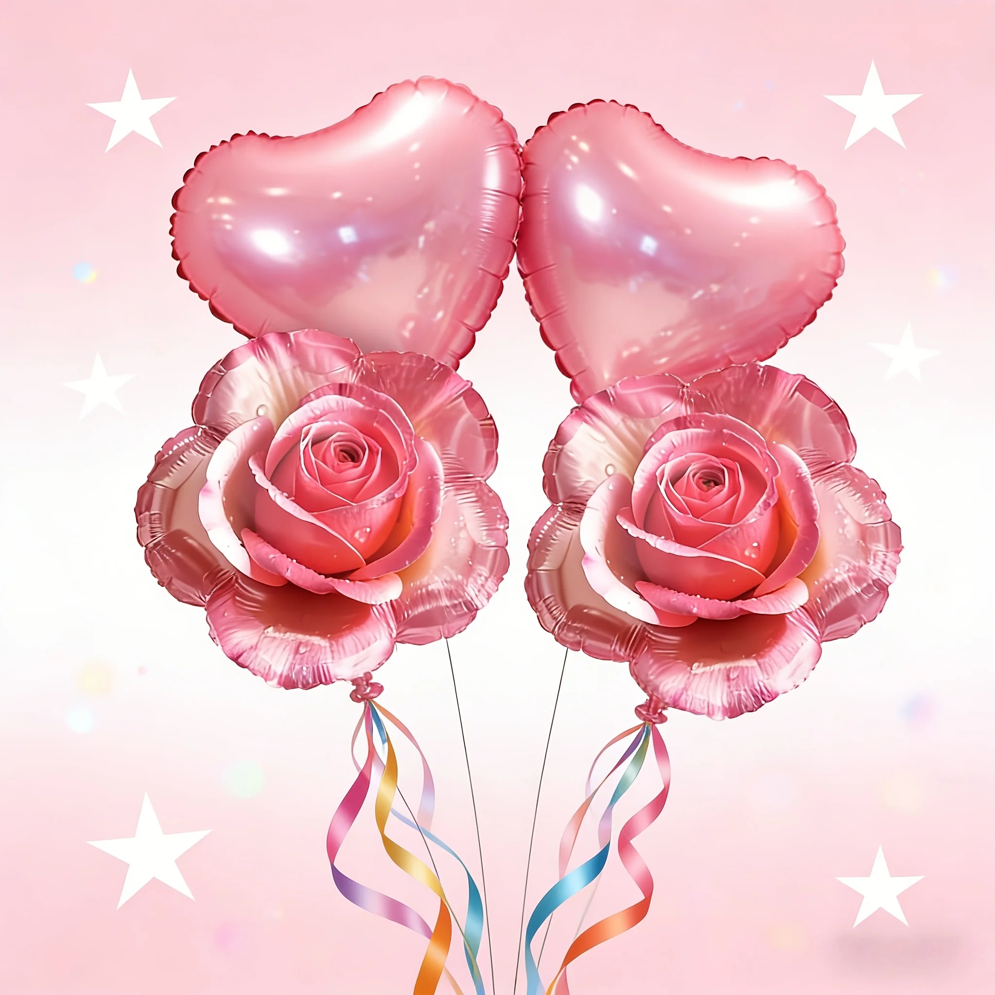4 Stück gemischte rosa Rosenballons, Rosenförmige Ballons für Valentinstag, Hochzeit, Geburtstag, Jubiläum, Hintergrundwand, Party-Dekoration im Freien – Detail 2