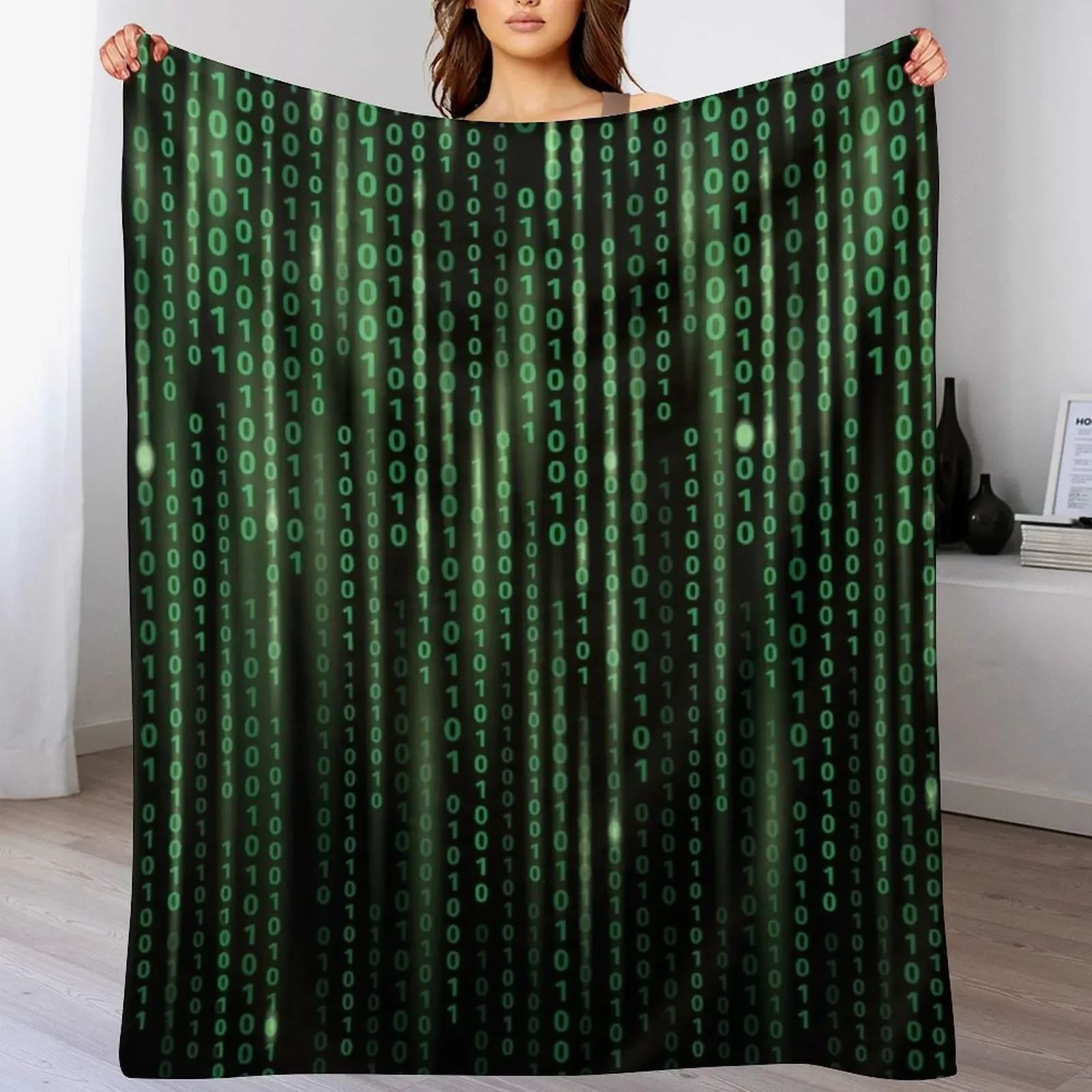 

Binary code background matrix code Throw Blanket Plaid on the sofa Multi-Purpose Fashion Sofas Large Blankets