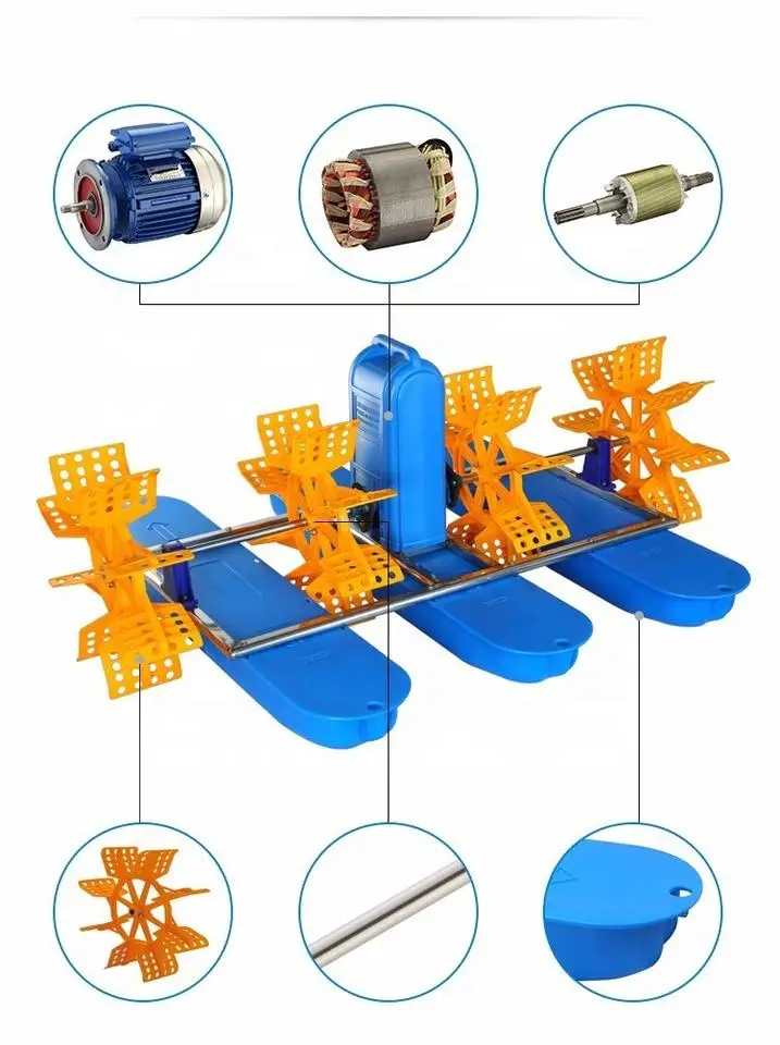 Solar Powered Paddlewheel System for Aeration Pisciculture Aerators Large Pond Solar Oxygenator Splash Paddle Wheel Aerator