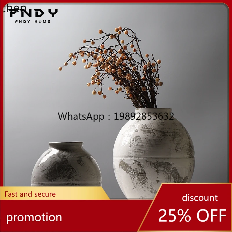 

Керамическая ваза ручной работы ZML: креативная винтажная керамическая банка для цветов, украшение для рабочего стола, чайной комнаты, кабинета