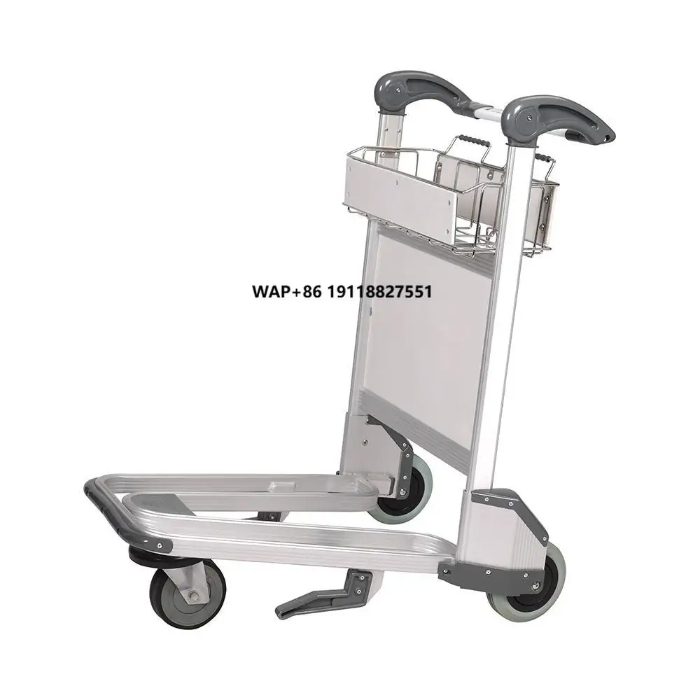 3 Wheels  Hand Cart Aluminum Airport Luggage Trolley Cart With Hand Brake