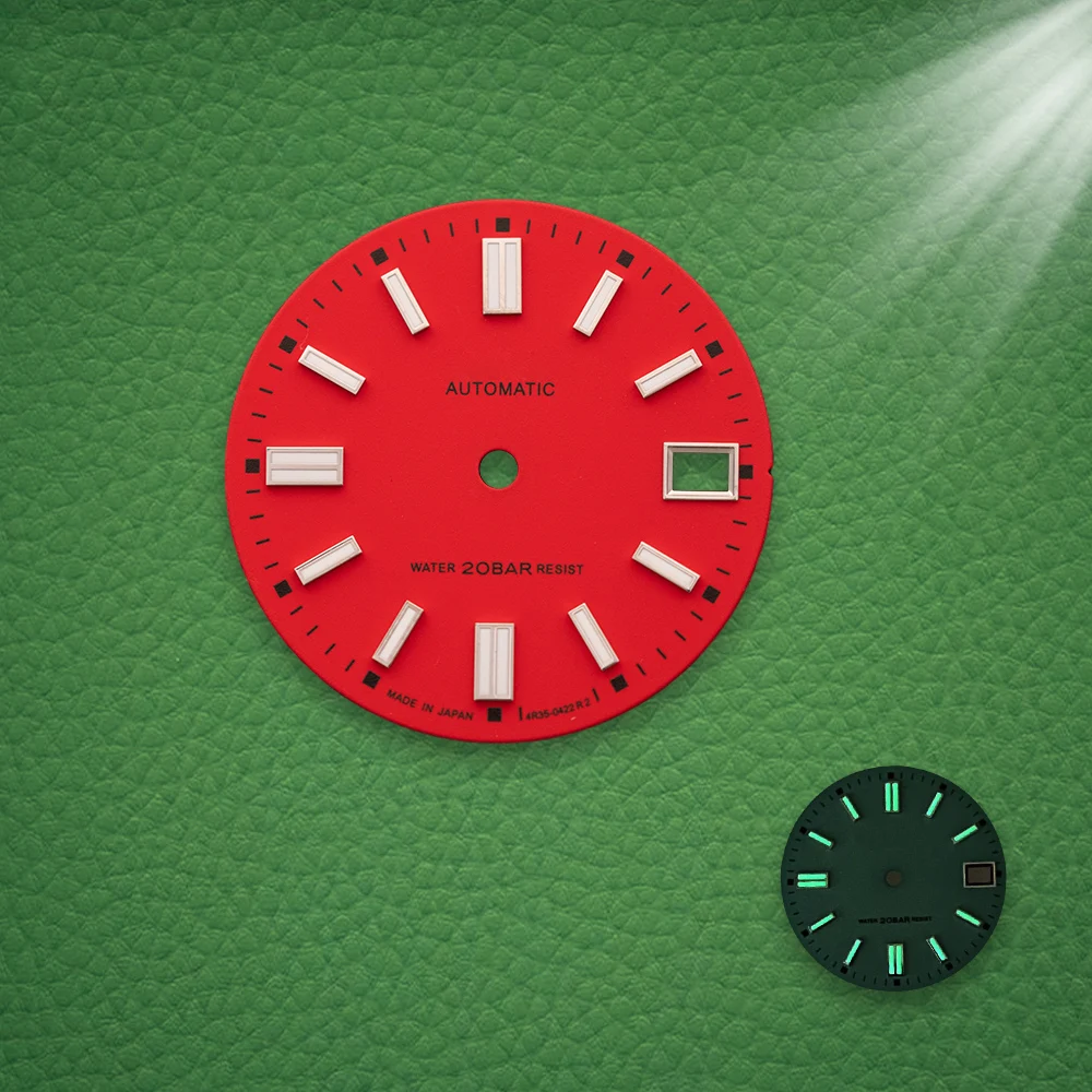 S Logo Dial 28.5mm Matte dial NH35 Dial No calendar dial Fit NH35/NH36/7S Green Luminous Movement Watch Modification Accessories view 6