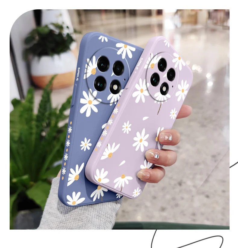 Charmante Gänseblümchen-Handyhülle für Oneplus 15 15R 13 13R 12 12R 11 10 10T 9R 9RT 9 8T 8 7T Pro Flüssigsilikon-Cover – Detail 4