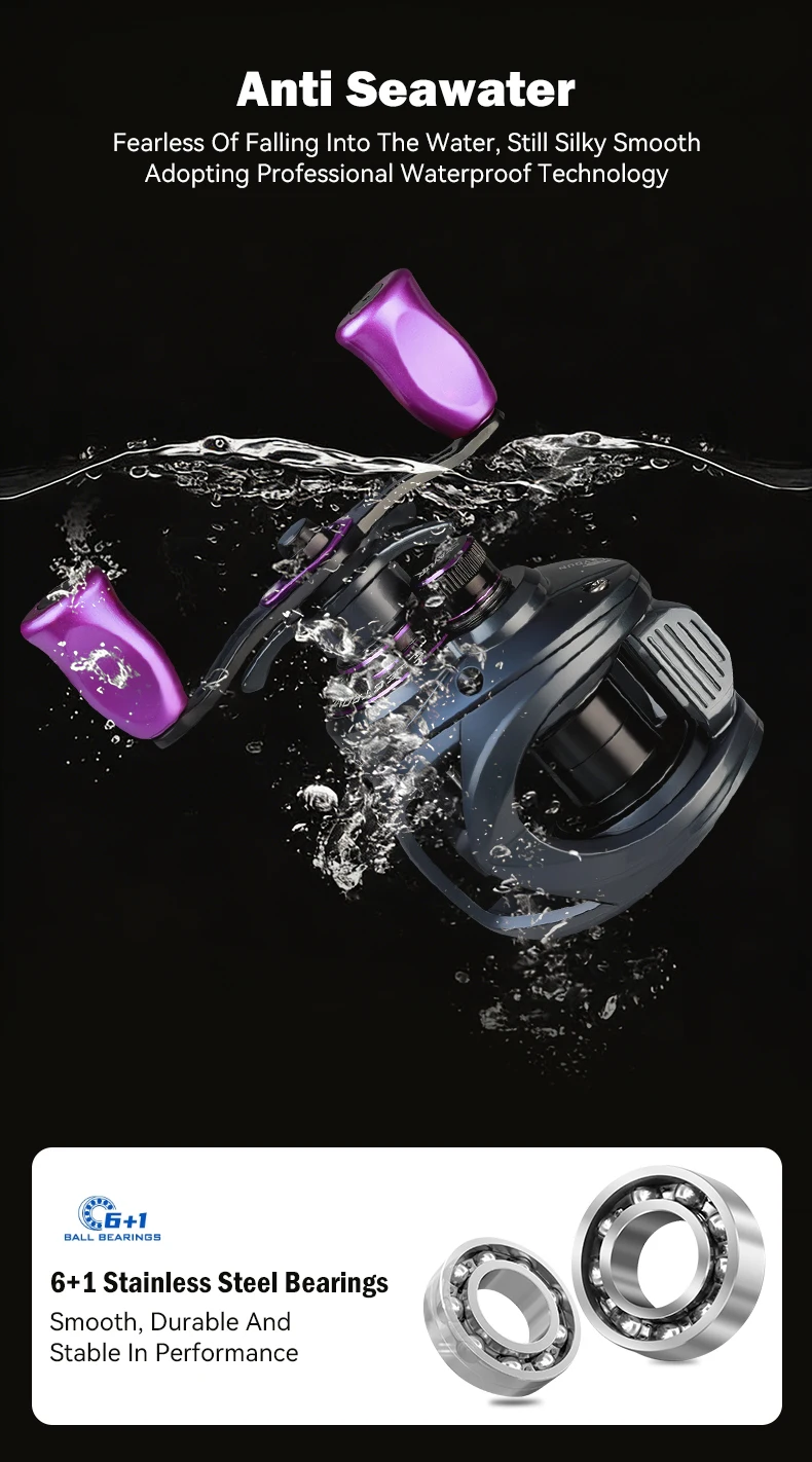 Leydun SEAYUR DC Angelrolle, digitale Steuerung, Weitwurf, 7,2:1 6+1BB, maximale Zugkraft, 4,5 kg, Frischsalzwasserrolle, Baitcasting-Angelspule – Detail 4