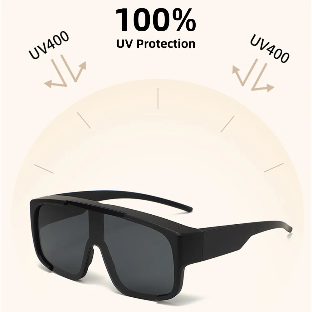 VIVIBEE Große polarisierte Brille, passend für Sonnenbrillen, photochrome Herren, Fahren, UV400, Angeln, Outdoor, Damen, verspiegelte dunkle Brille – Detail 2