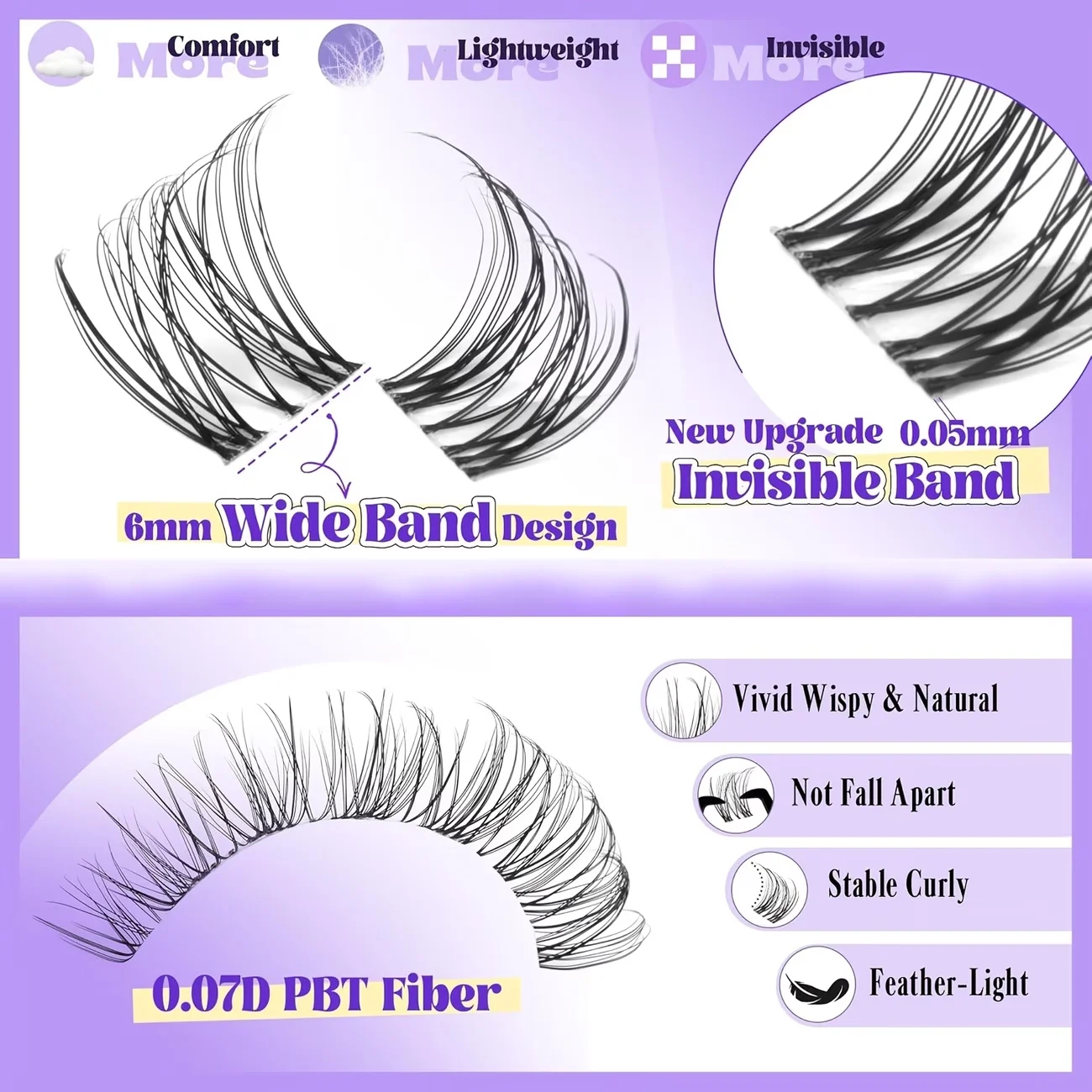 1 Box 140 Stück Wimpernbüschel-Set 8-12mm Natürliches Wimpernverlängerungs-Kit Unsichtbares Band Wimpernbüschel Samt-Wimpernbüschel – Detail 5