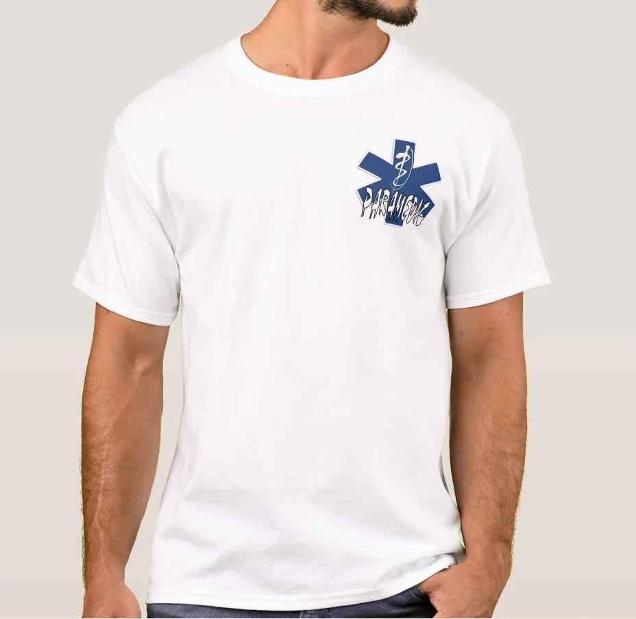 Novel Star of Life Medical Paramedics T Shirt. High Quality Cotton, Large Sizes, Breathable Top, Loose Casual T-shirt S-3XL