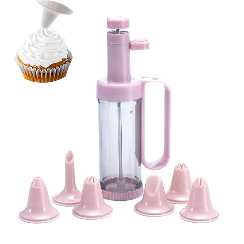 6Pcs Cake Cream Decorating Gun Set DIY Chocolate Pastry Syringe Nozzles Confectionery Cookie Airbrush Kitchen Baking Tools