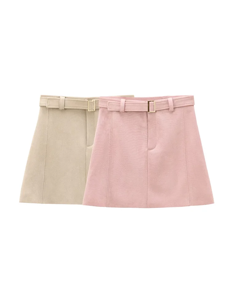 

2024 Autumn and Winter New Arrivals Women's Suede Texture Effect Fashionable Casual Versatile High Waist Mini Skirt