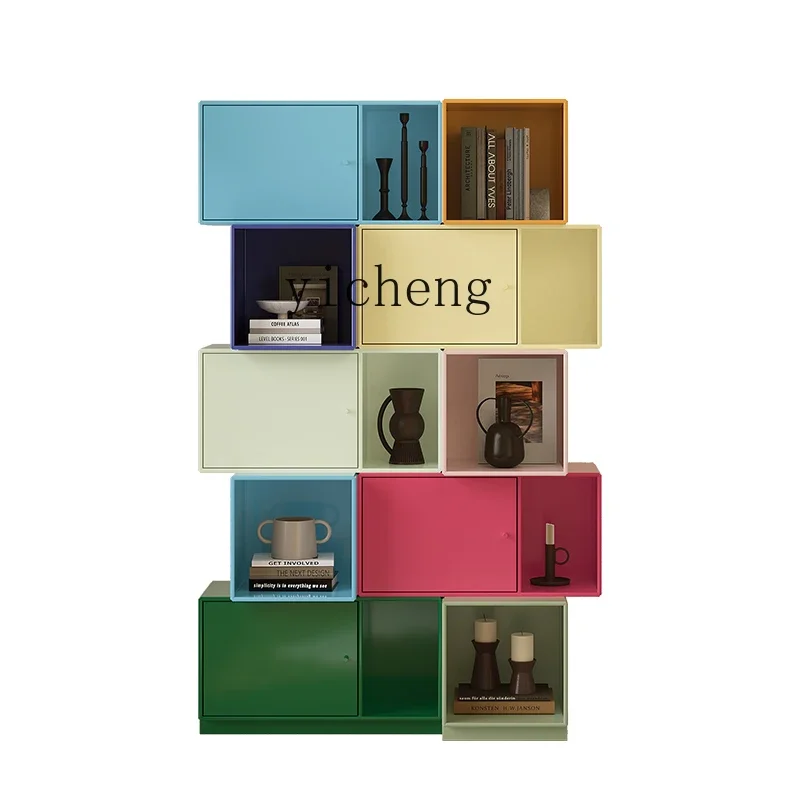 GZ-1   Minimalist Bookcase Dopamine Furniture Wall Hanging Wall Color Cabinet Combination Cream Wind Bookshelf