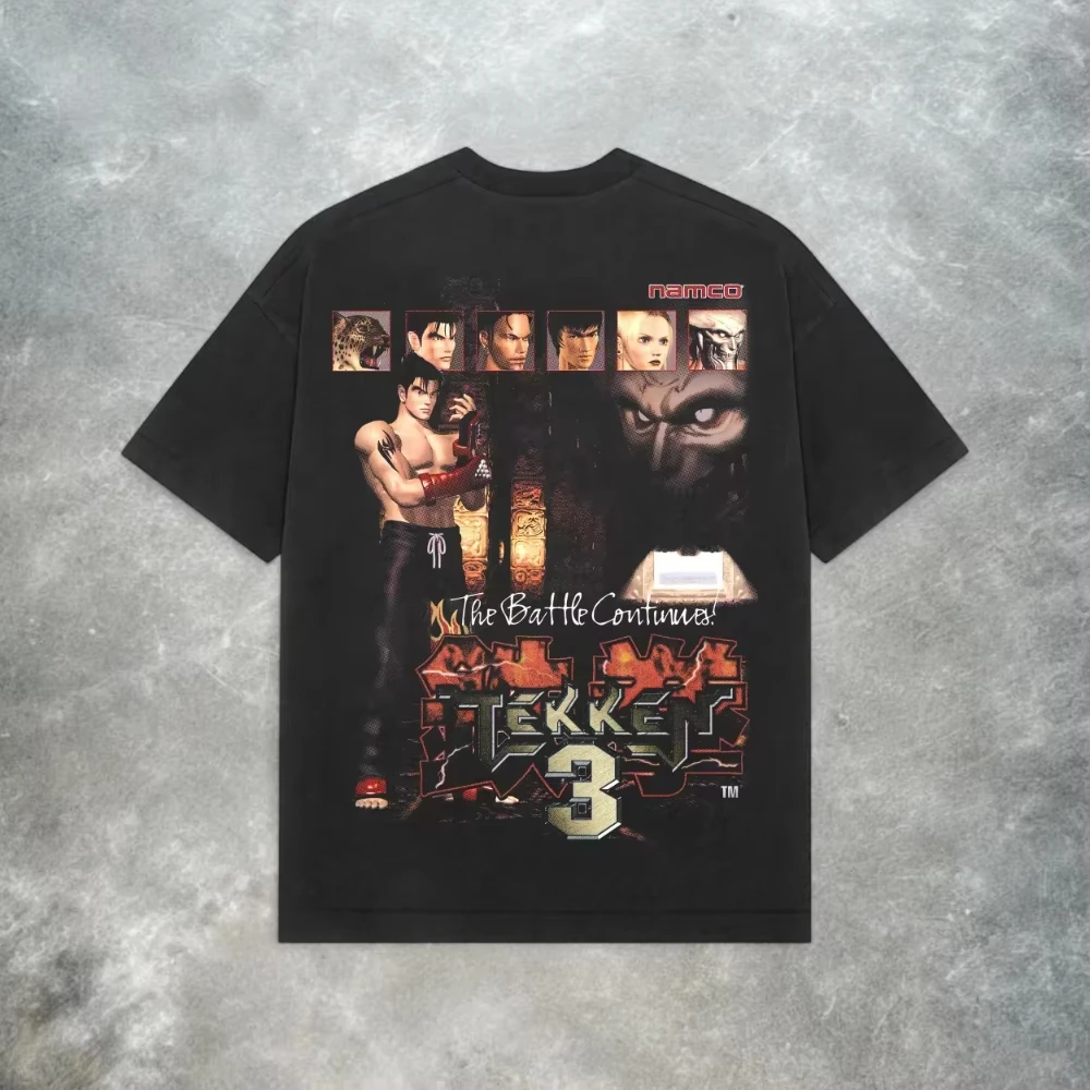 Men's T-shirt Retro Tekken 3 PS2 T-shirt Y2K Arcade Fighting Game T-shirt Pure Cotton  Fit Unisex Fashion Casual T-shirt Unisex