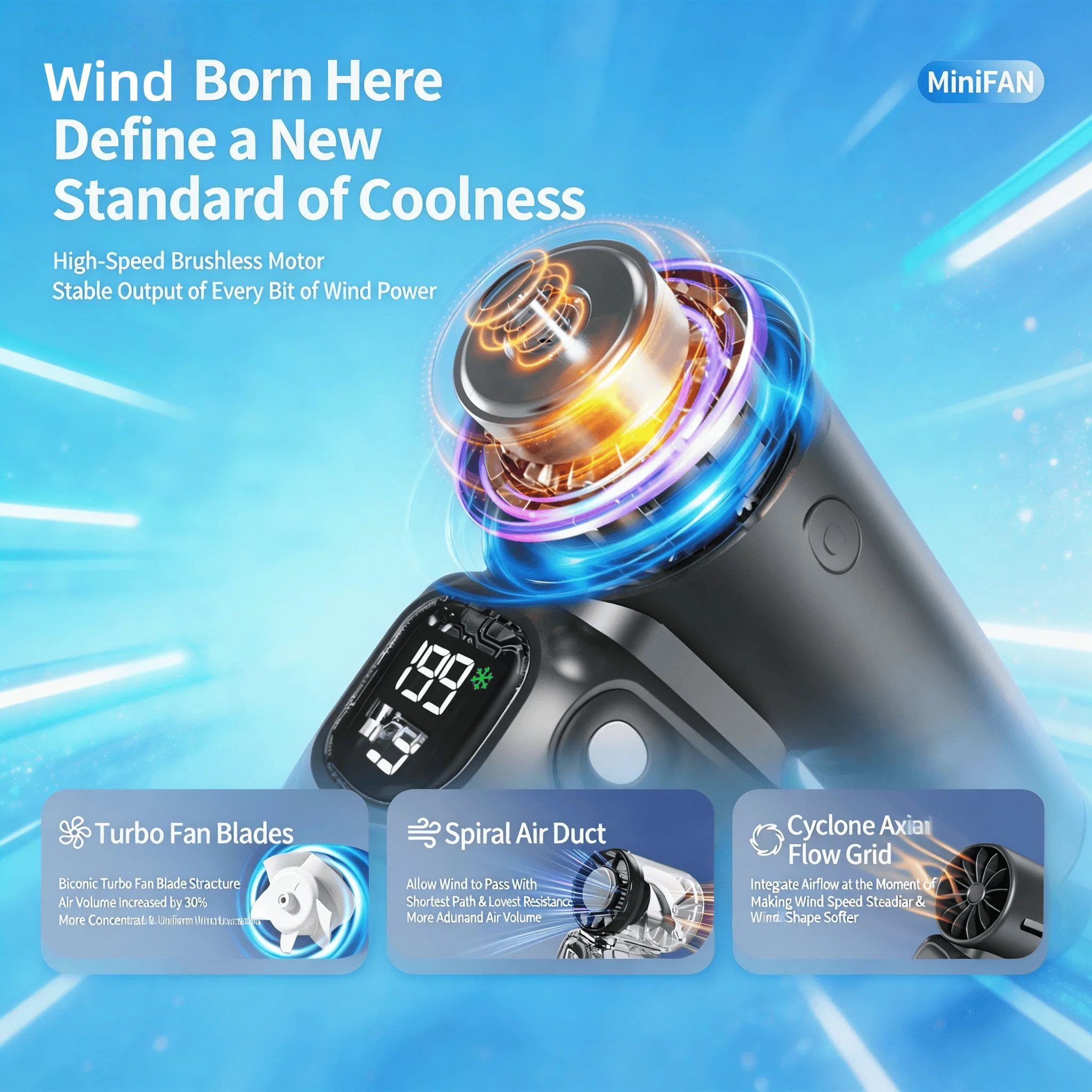 2026 Portable Fan,Handheld Neck Mini Fan With Makeup Mirror,5000mAh 13H Long Lasting,199 Speed Adjustable,LED Flashlight&SOS Light,Type-C Rechargeable Ultra Quiet Fan For Camping Outdoor Work Travel D image 4