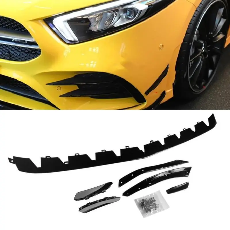 Gloss Black Front Bumper Aero Splitter Lip Kits Replacement For Mercedes Benz A Class W177 AMG A180 A200 A250 A35 A35L 2022 2023