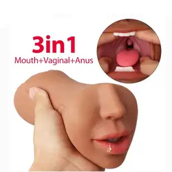 Pussy Pocket 3 in 1 Realistic Vagina Mouth Penetration Anal Sex Doll Men Masturbator Flashlight Onahle Adult Sex Toys Sexshop 18