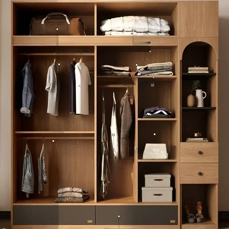 Regale Orgnizer Wood Wardrobes Tall Sliding Door Wooden Clothes Wardrobe Bedroom Storage Organizer Vestidores Home Furniture