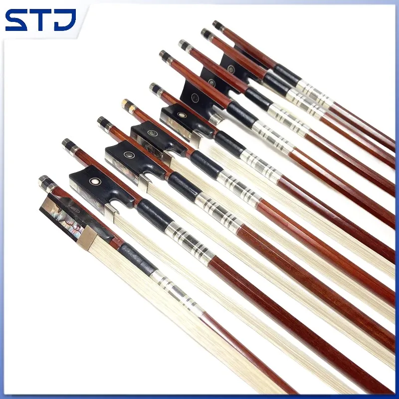 

Nice balance wholesale bow Brazilwood 10pcs 4/4,3/4,1/2,1/4 violin bow Fiddle Bow,ebony frog,white horesehair horsetail