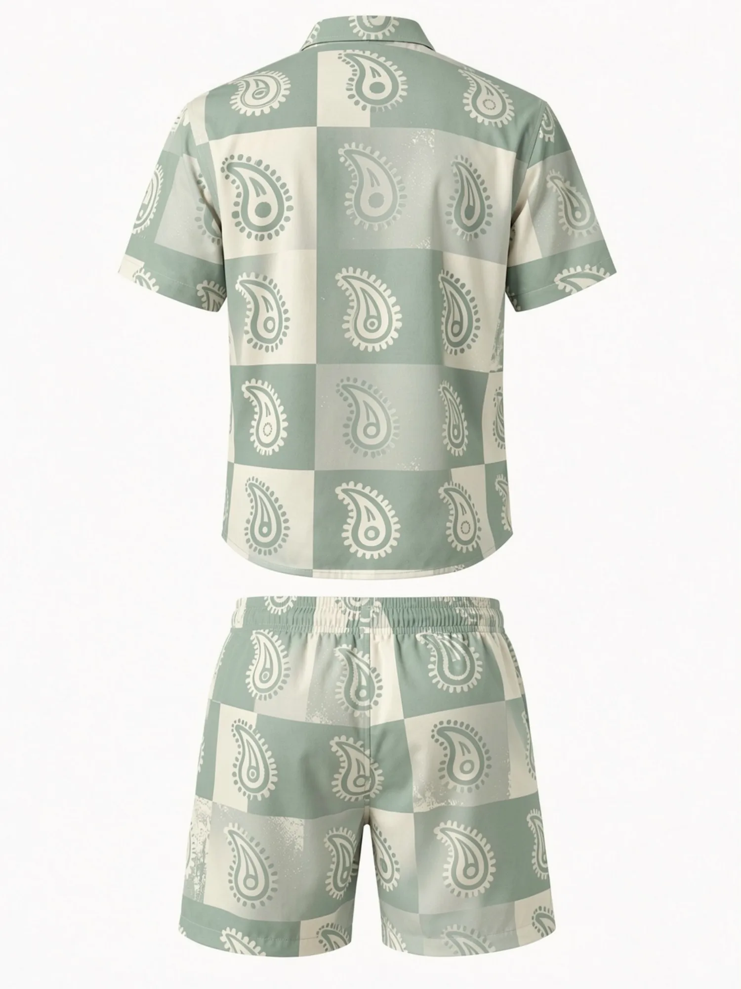 Mens Floral Short Sleeve Shirt and Drawstring Shorts Set Beach Vacation Matching Summer Two Piece Casual Resort Outfit Beachwear view 3