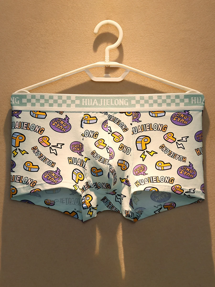 3pcs/lot Men's panties, cotton plus-size cute cartoon boxers, boys' teens, loose and comfortable, men's boxers