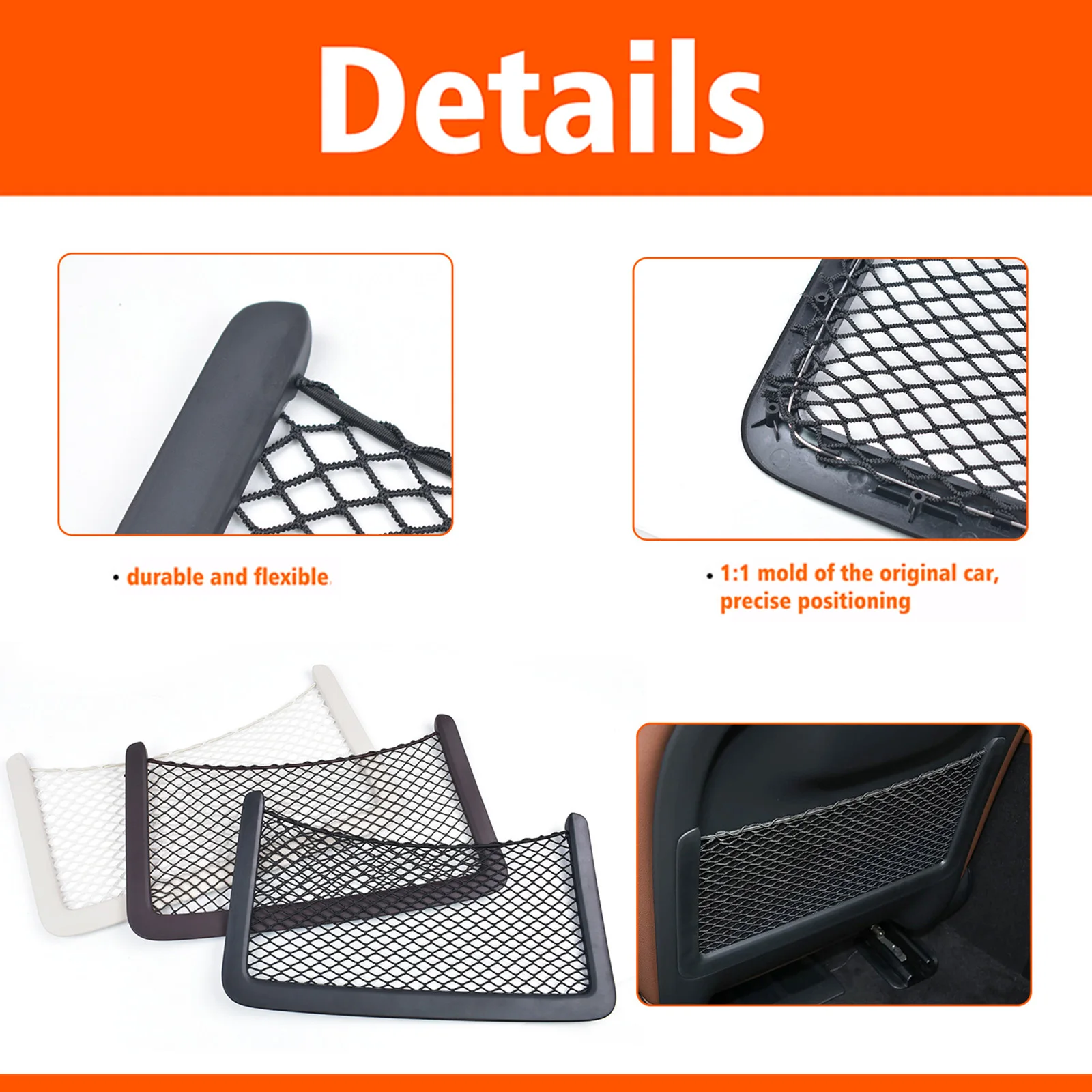 For Mercedes Benz GLE Class W167 2020-2026 GLS Class W167 2020-2025 Car Interior Seat Back Storage Bag Mesh Net Pocket Cover view 4