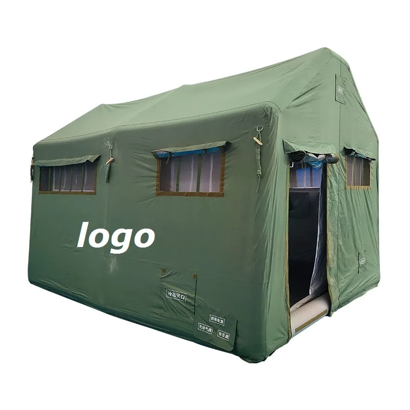 Large portable disaster relief outdoor tent China factory Oxford cloth double layer waterproof inflatable camping equipment tent