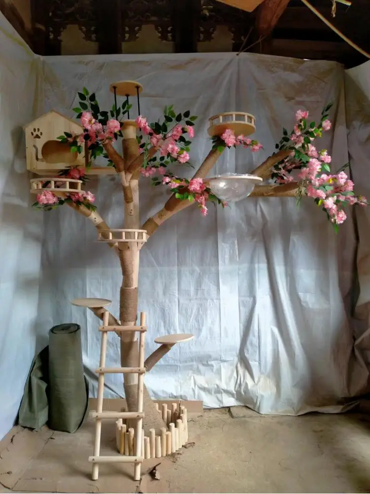 Large Log Cat Climbing Frame, Cat House, Cat Tree, Pet Furniture, Big Cat House, jumping Platform