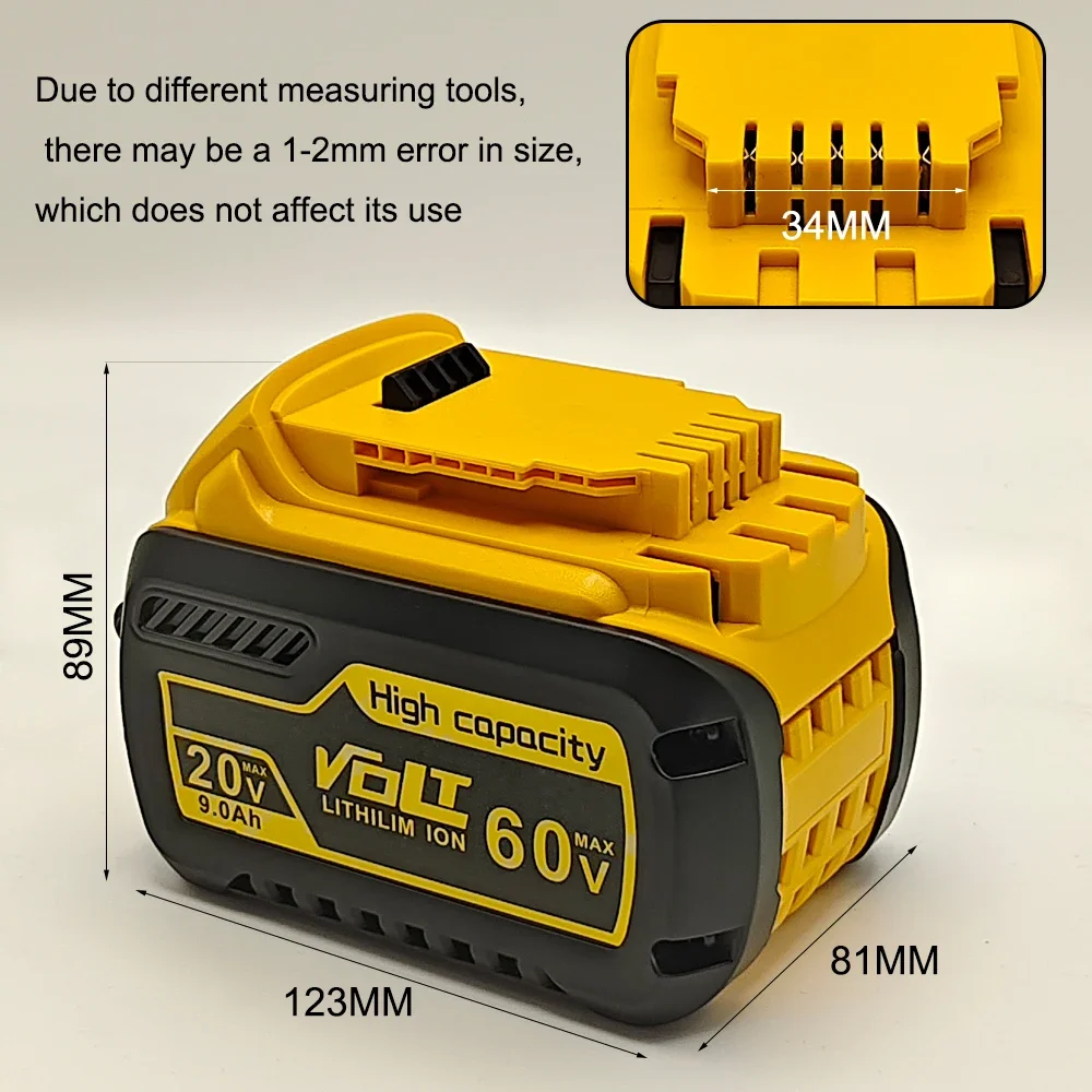 For Dewalt FLEXVOLT 20V/60V MAX Battery 9Ah DCB609 Lithium-ion DCB606 DCB612 DCB609 DCB205 DCB200 DCB182 Battery for Dewalt 20V