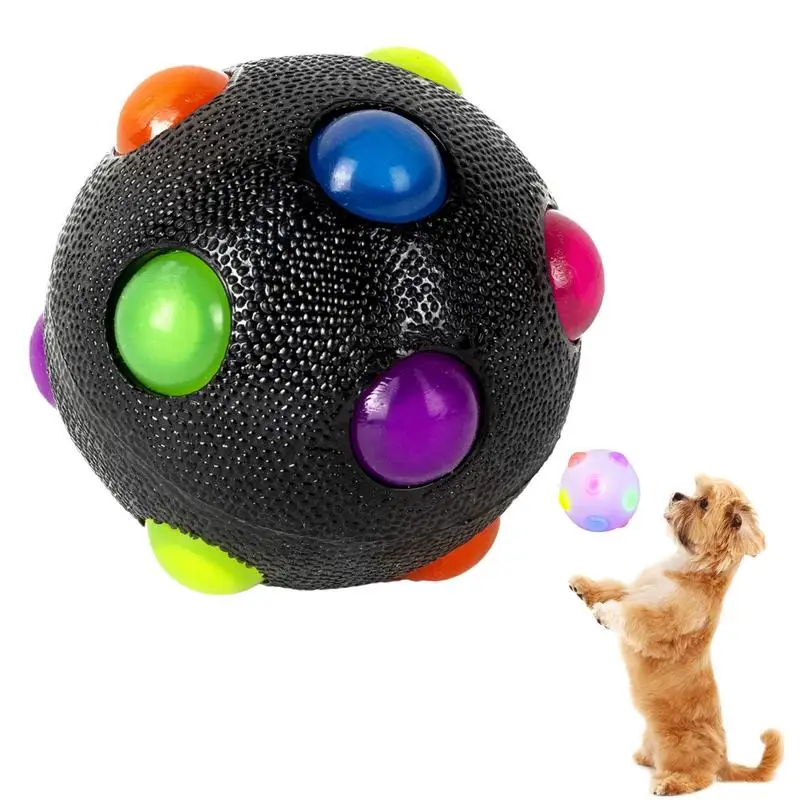 Pet Flashing Sound Interactive Toys Music Flashing Bouncing Vibrating Ball Toys Elastic Molar Ball Toys Glowing Ball Dog For Dog