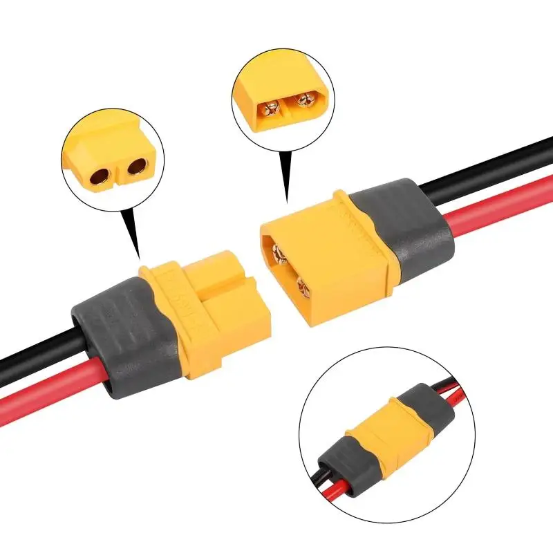 XT60H RC Model Connector Cable Flexible Silicone Wire Male Female Various Length Options For Drone Battery Connection