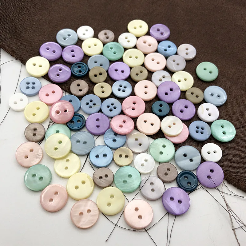 10PC Natural Mother of Pearl 2-Holes Flatback Button Shirt Knitwear Hat Sewing Accessory DIY Scrapbook T-shirt Crafts Ornaments