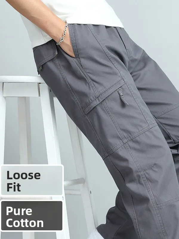

Men's Casual Cotton Work Trousers Loose Straight Leg Long Pants Autumn New Sle Comfortable Faionable Urban Sle Cargo ...