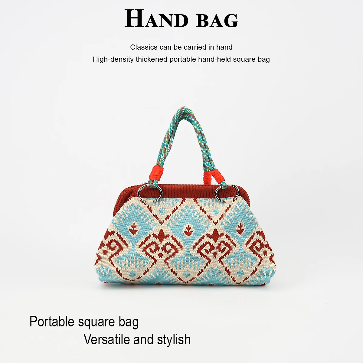 Women's Small Handbag, Fashionable Clip-Closure Design, Casual Versatile Design with Thick Stripes, Coin Purse and Evening Bag, Suitable for All Seasons, Soft, Comfortable, Breathable Knit Fabric, Ideal for Daily Commu
