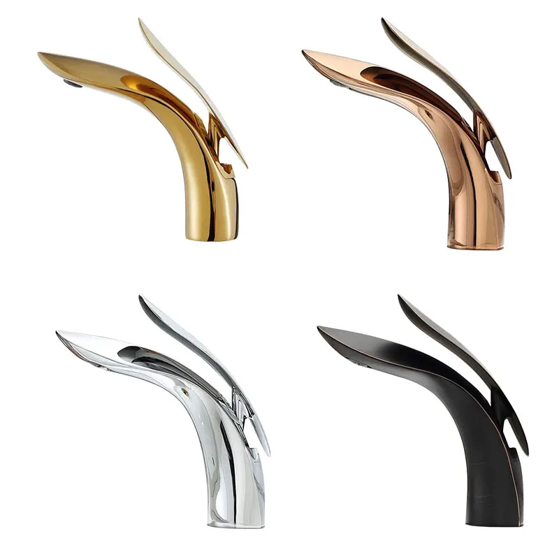 Creativity 4 Colors Basin Faucets Rose Gold Bathroom Faucet Waterfall Single Hole Cold and New Water Tap Basin Faucet Mixer Taps
