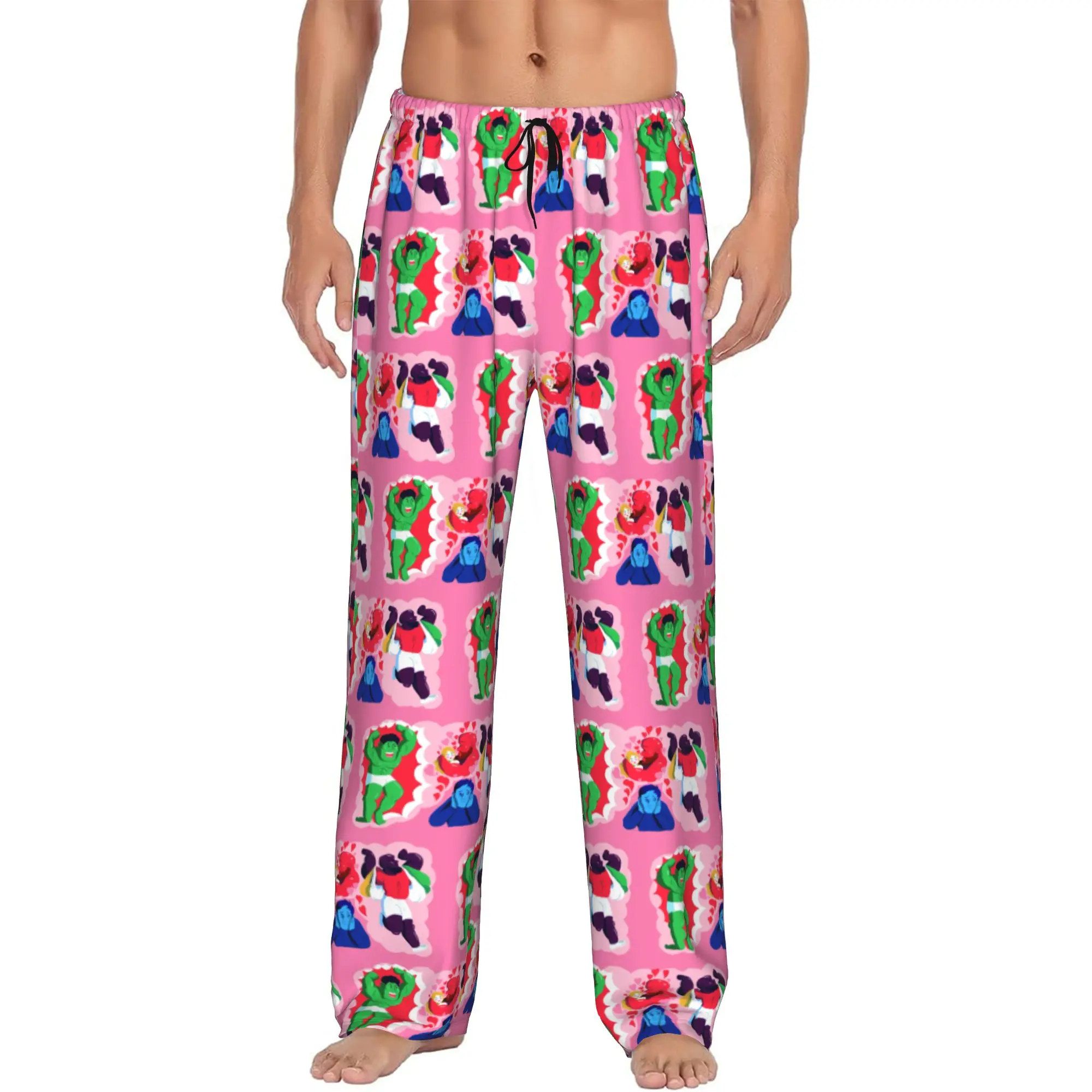 

Custom H-Hulk Comic Art Pajama Pants Sleepwear for Men Elastic Waistband Sleep Lounge Bottoms with Pockets