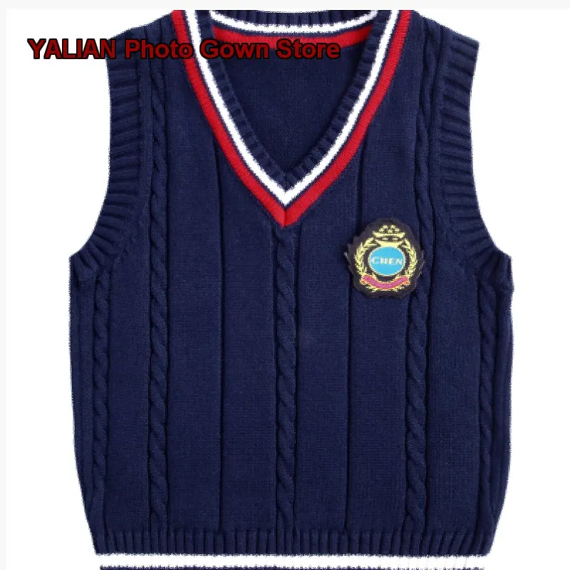 Kids Vest Boys Girls Autumn Winter Knit Waistcoat College Style School Uniform Older Kids