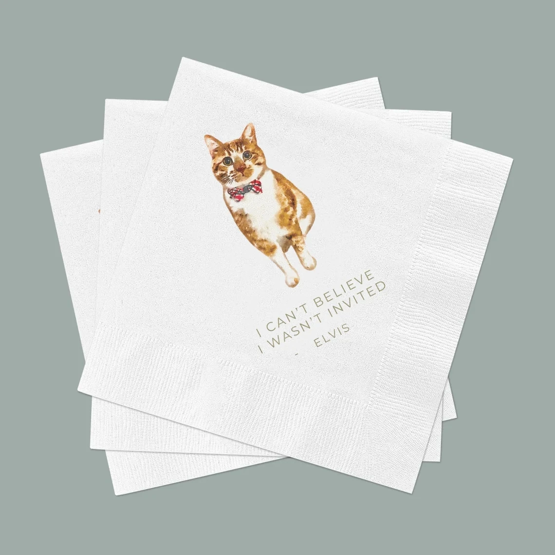 50pcs Full Color Personalized Pet Wedding Cocktail Napkins, Custom Wedding Napkins, Dog Cocktail Napkins Wedding, Couple Monogra