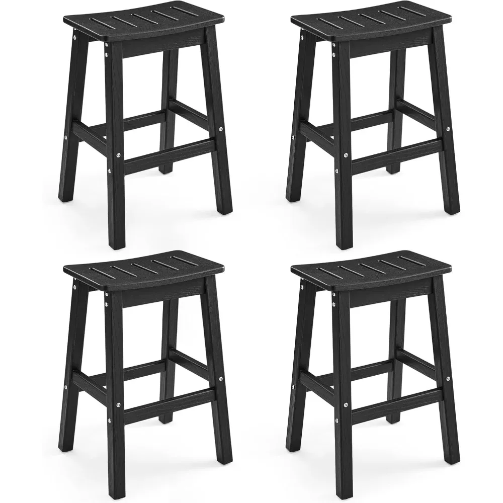 

Outdoor Bar Stools Set of 4, 25" HDPE Counter Height Bar Stools, All Weather Resistant Patio Bar Stools for Balcony, Backyard, B