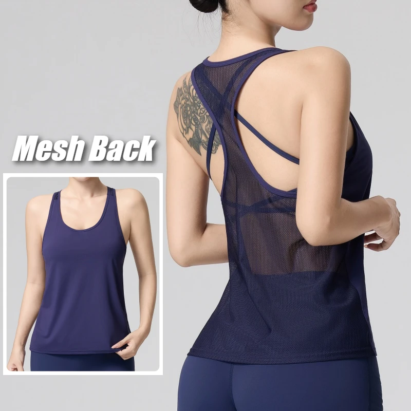 Sommerliches, ärmelloses Yoga-T-Shirt für Damen, einfarbig, leicht, atmungsaktiv, schnelltrocknend, ideal als Sportoberteil für das Fitnessstudio oder zum Laufen. – Detail 8