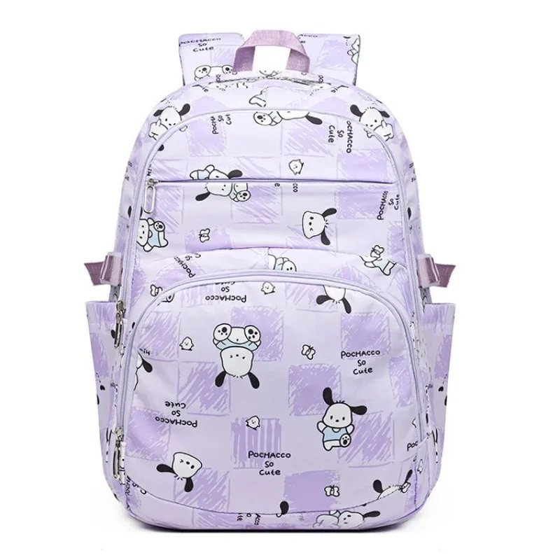 Sanrio Pacha dog cartoon animation mochila escolar simple y cómoda para estudiantes, mochila informal para reducción de carga, mochila dulce para mujer