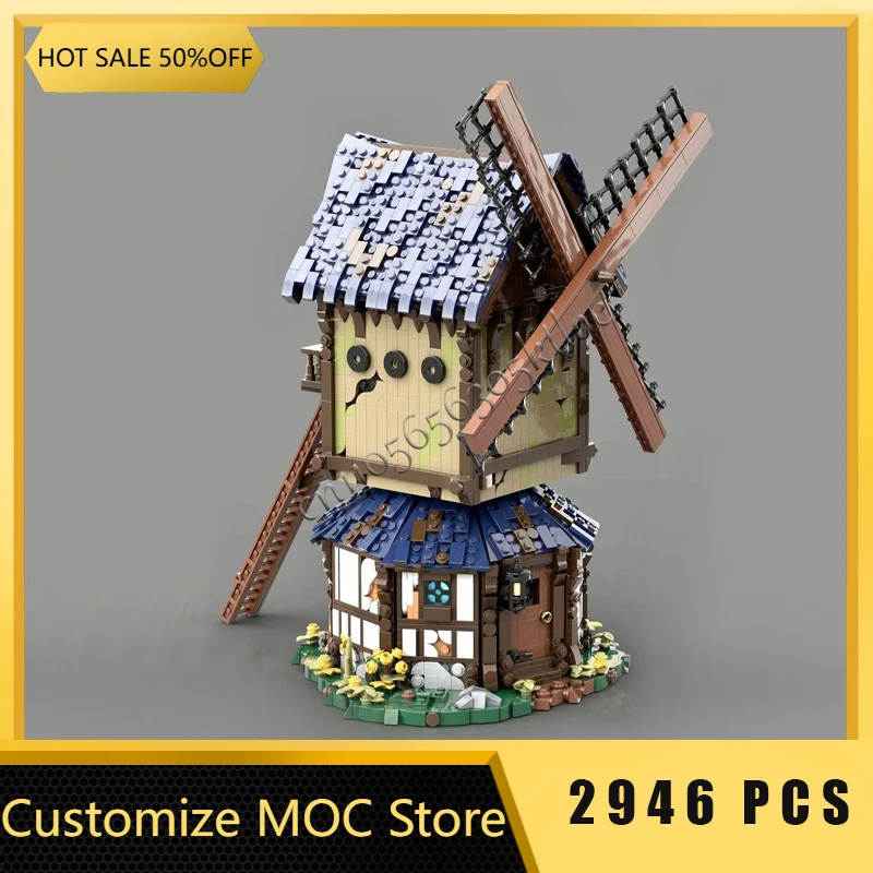 2946 ELEMENTÓW Popularny MOC Wiatrak Średniowieczny Fantasy Modułowy Zestaw Klocków DIY Zabawki do Składania dla Dzieci Prezent na Festiwal Niespodzianka