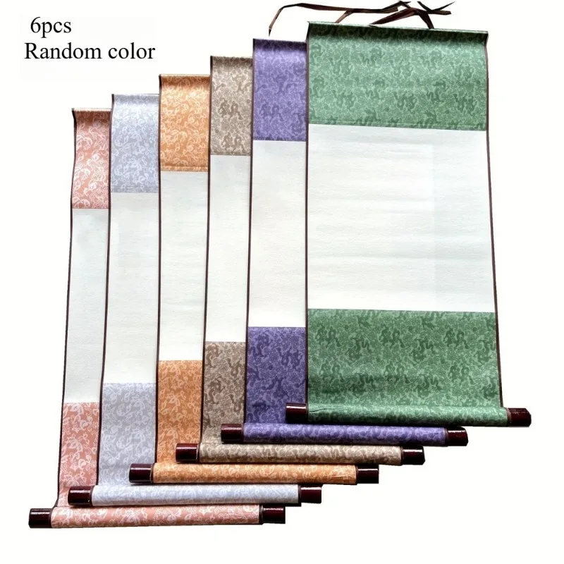 6 Pack Premium Blank Wall Scrolls for Kanji/Chinese Calligraphy Painting Hanging Wall-Mount Long Roll with Traditional Chinese