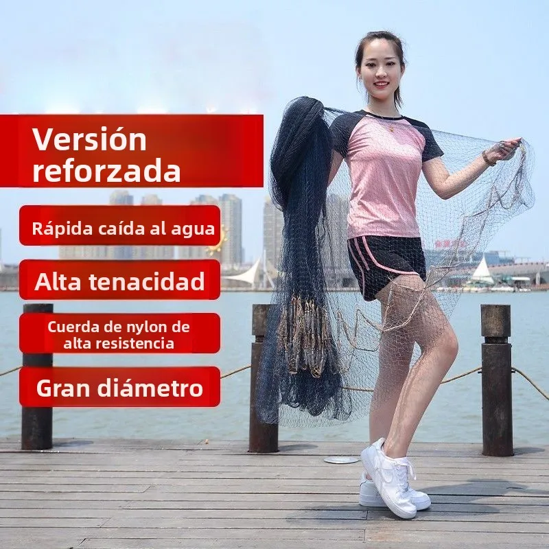 Red de Pesca Tradicional Hecha a Mano con Plomos, Línea de Neumático, Red para Capturar Peces, Equipo de Pesca de Estilo Anti...